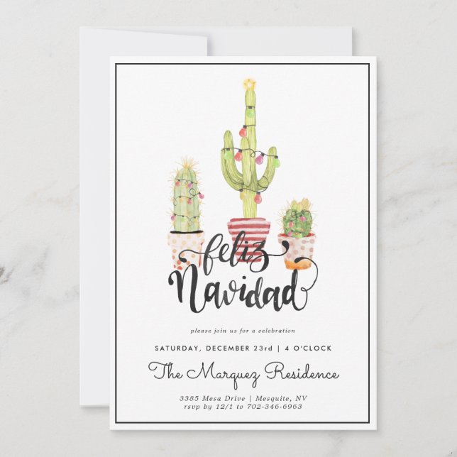 Julskaktus | Feliz Navidad Festinladning (Framsida)