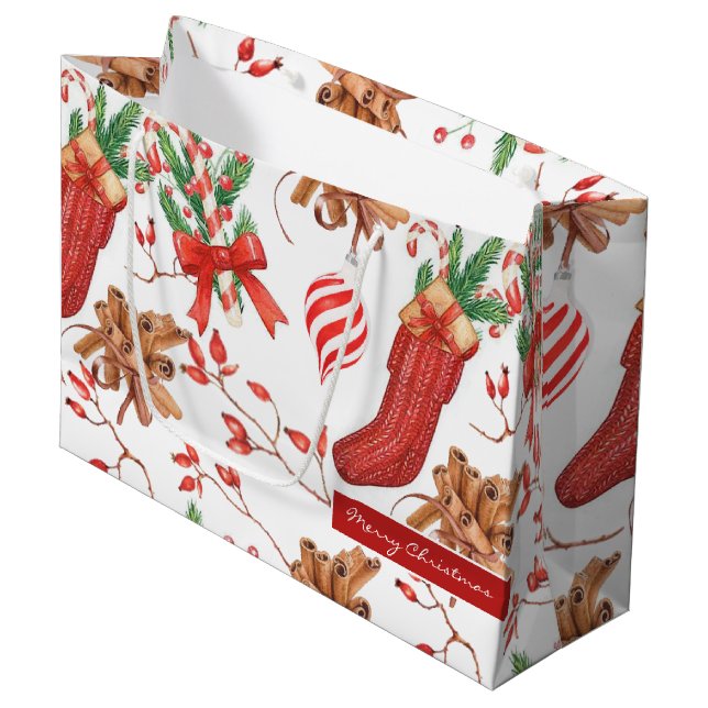 Julskal Cinnamon och Peppermint Mönster (Framsidan Vinklad)
