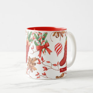 Julskal Cinnamon och Peppermint Mönster Två-Tonad Mugg