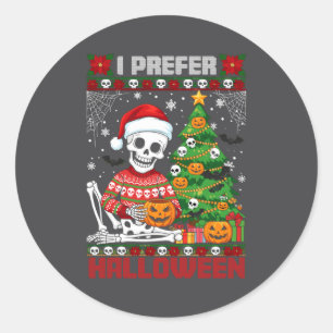 Julskalle Jag föredrar Halloween Fuljul T-Shirt Runt Klistermärke