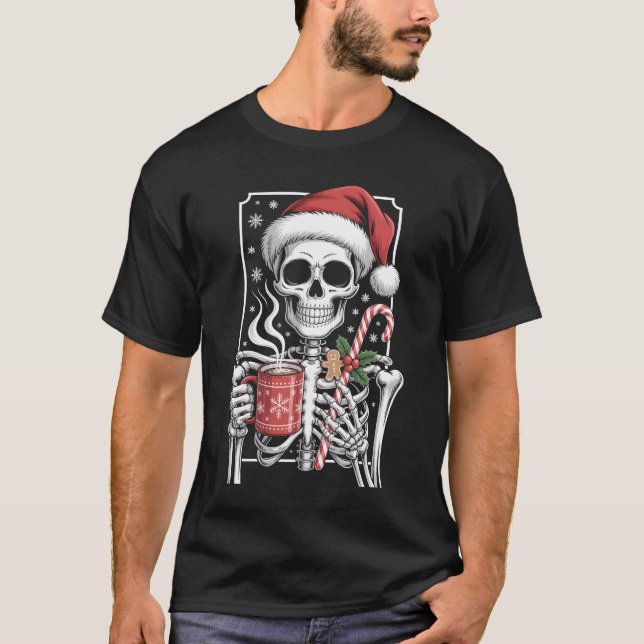 Julskalle med het choklad-mugg sockerrör W T Shirt (Framsida)