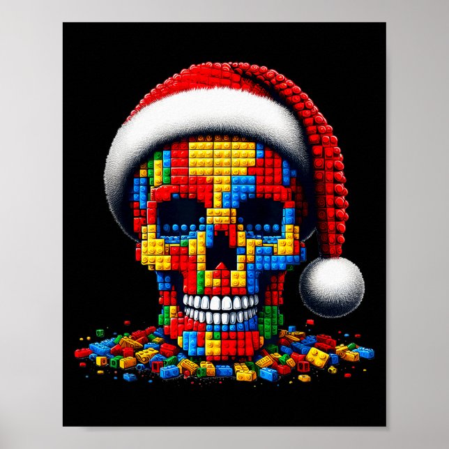 Julskalle Santa Hatt Block Brickor Master Builder Poster (Framsidan)