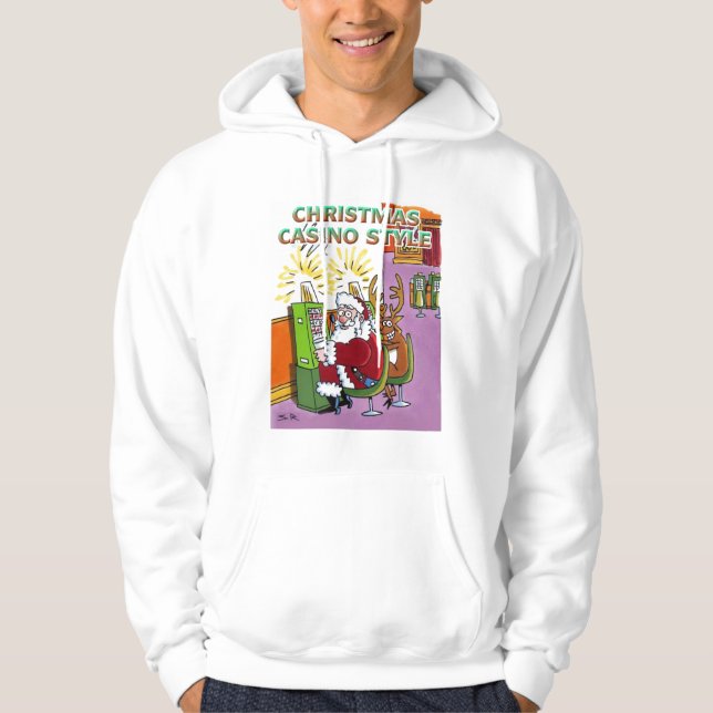 Julskasino Stil, vit svettskjorta Hoodie (Framsida)