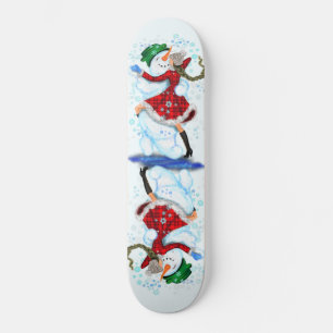 Julskateboard Gift Snögubbe och Girl Dance Mini Skateboard Bräda 18,5 Cm
