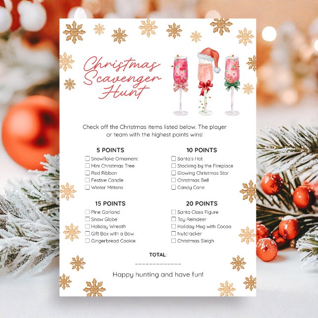 Julskattjaktsspel Julkort (Scavenger Hunt Christmas Game Card)