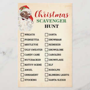 Julskavenger Hunt Santa Game Card Flygblad