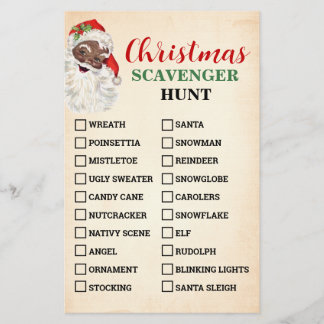 Julskavenger Hunt Santa Game Card Flygblad