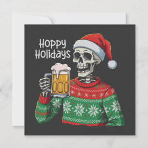 Julskeleton Drinking Beer Hoppy Helgdagars Julkort