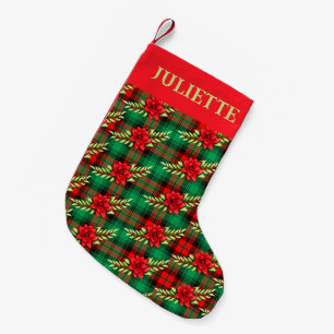 Julsken Poinsettias och Löv Liten Julstrumpa