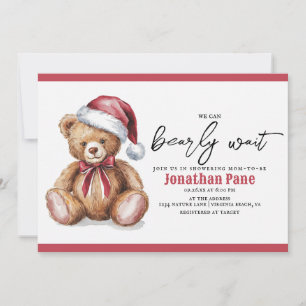 Julskena Vattenfärg Barly Wait Baby Shower Inbjudningar
