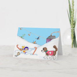 Julskid Semester Räddning Helgkort