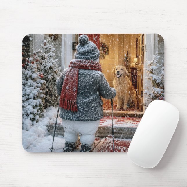 Julskidåkande snöman musmatta (Med mus)