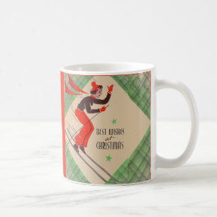 Julskidåkare 1950-talet kaffemugg