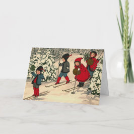 "Julskidåkning"-gratulationskort Helgkort