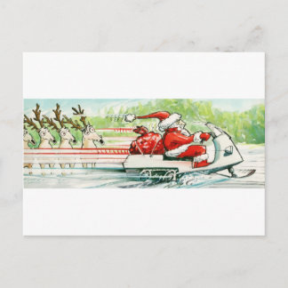 Julskidåkning Santa Snowmobile Ski Helg Vykort