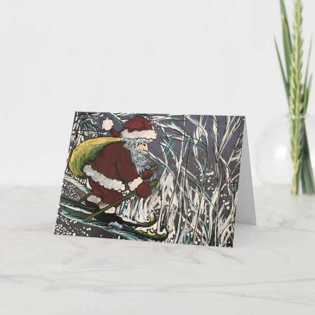 Julskidande Tomte ingen bild Helgkort (Framsida)