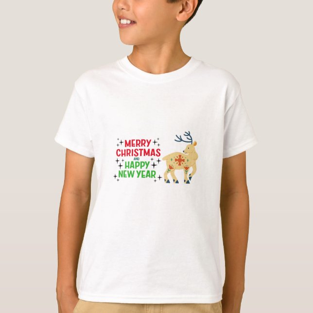 Julskjorta för Cute Reindeer T Shirt (Framsida)