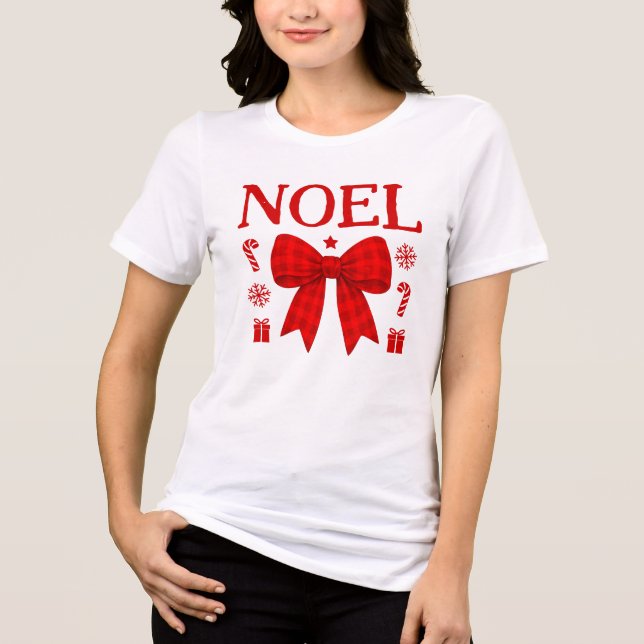 Julskjorta med röd ginghamslav Noël T Shirt (Framsida)