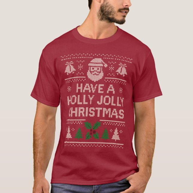 Julskjorta - Röd Jingle-design T Shirt (Framsida)