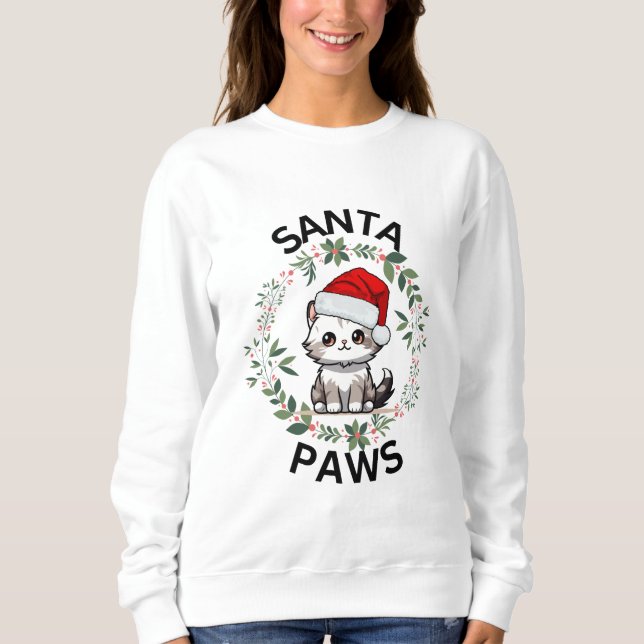 Julskjortor Dam - Santa Tassar Cat T Shirt (Framsida)