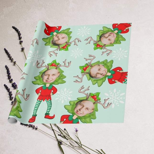 Julsknuny Anpassningsbar Ansikte Photo Santa's Elf Presentpapper (Skapare uppladdad)