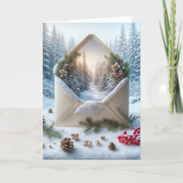 Julskogar i kuvert helgkort