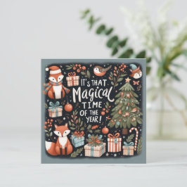 Julskogar, robiner och rävar julkort