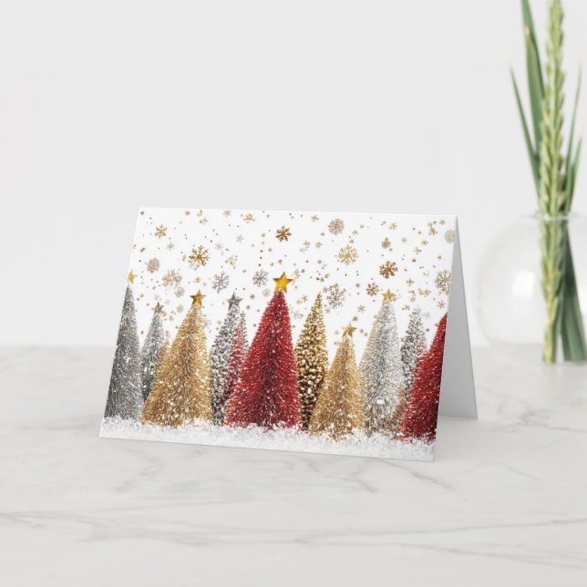 Julskogen elegant Silver och Guld Kort (Framsida)