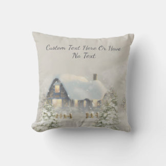 Julskogen för skogarna Winter Snö i Cabin Winter Kudde