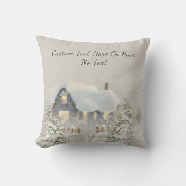Julskogen för skogarna Winter Snö i Cabin Winter Kudde (Framsida)