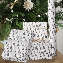 Julskogen Träd Mönster Modern Presentpapper