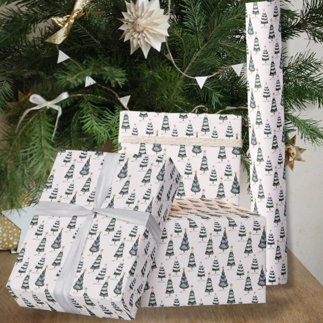 Julskogen Träd Mönster Modern Presentpapper (Skapare uppladdad)