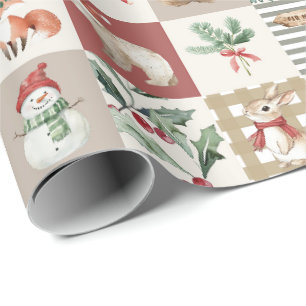 Julskogs djur täcke neutral presentpapper