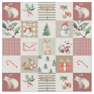 Julskogs djurquilt i neutrala nyanser tyg