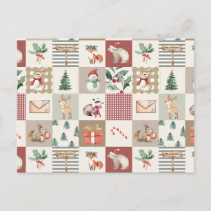 Julskogs quilt för djur i vildmarken neutral vykort