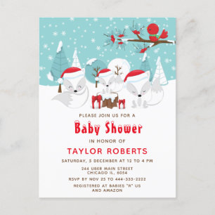 Julskogsräv Baby Shower Vykort