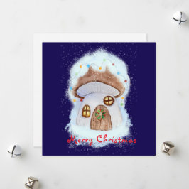 julskogsstuga för tomte julkort