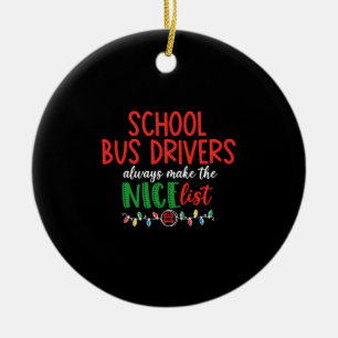 Julskolförare buss, skolbuss julgransprydnad keramik