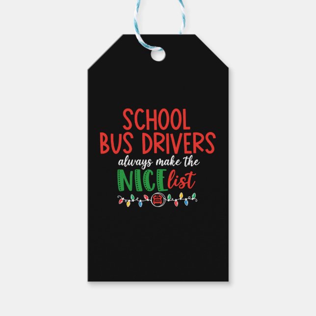 Julskolförare buss, skolbuss presentetikett (Framsidan)