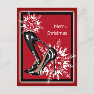 Julskor Stilettos mode Snowflake Julafton Helg Vykort
