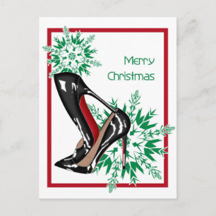 Julskor Stilettos mode Snowflake Julafton Helg Vykort