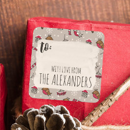 Julskorna 'Hem till jul' Till & Från Fyrkantigt Klistermärke