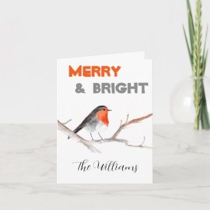 Julskorpa, chic, vattenfärgad robin (Merry) Helgkort