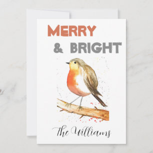 Julskorpa, chic, vattenfärgad robin (Merry) Inbjudningar