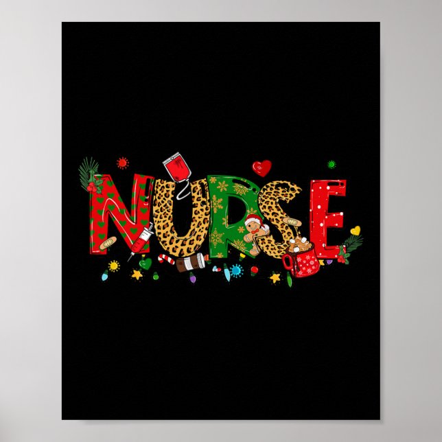 Julsköterska Coquette Bow Stetoskop Er Rn Icu Poster (Framsidan)