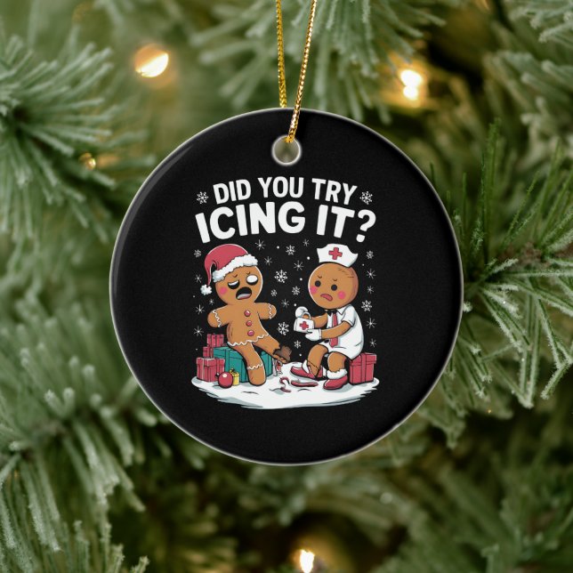 Julsköterska Provade du att iska det Pepparkaka  Julgransprydnad Keramik (Träd)