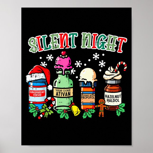 Julsköterska Tyst Natt Propofol Xmas Operationsskj Poster (Framsidan)