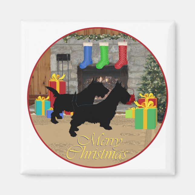 Julskottisar vid brasan magnet (Framsidan)