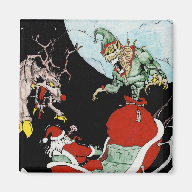 Julskräck 2 tums fyrkantig magnet (Framsidan)