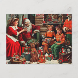 Julskräck i retrostil med tomte vykort